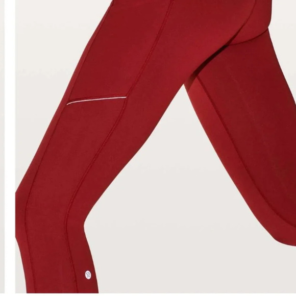 Lululemon Speed Up Tight 21" Crop Size 2 Sport Red zippered pockets reflective - Picture 4 of 9